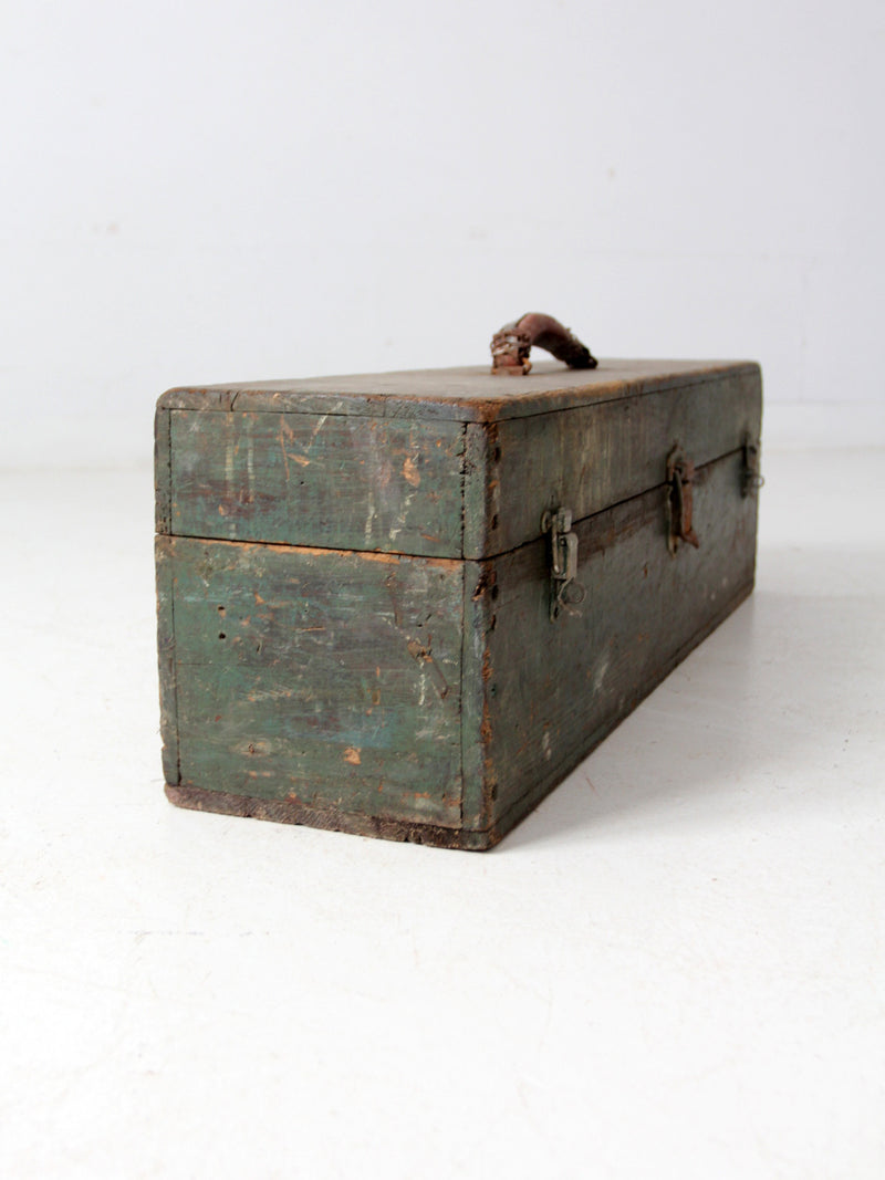vintage green wood tool box