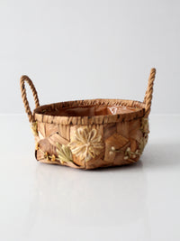 vintage handmade floral folk art basket