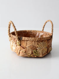vintage handmade floral folk art basket