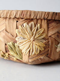 vintage handmade floral folk art basket