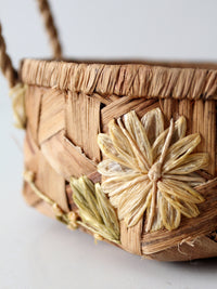 vintage handmade floral folk art basket