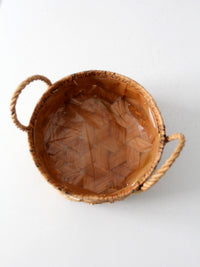 vintage handmade floral folk art basket