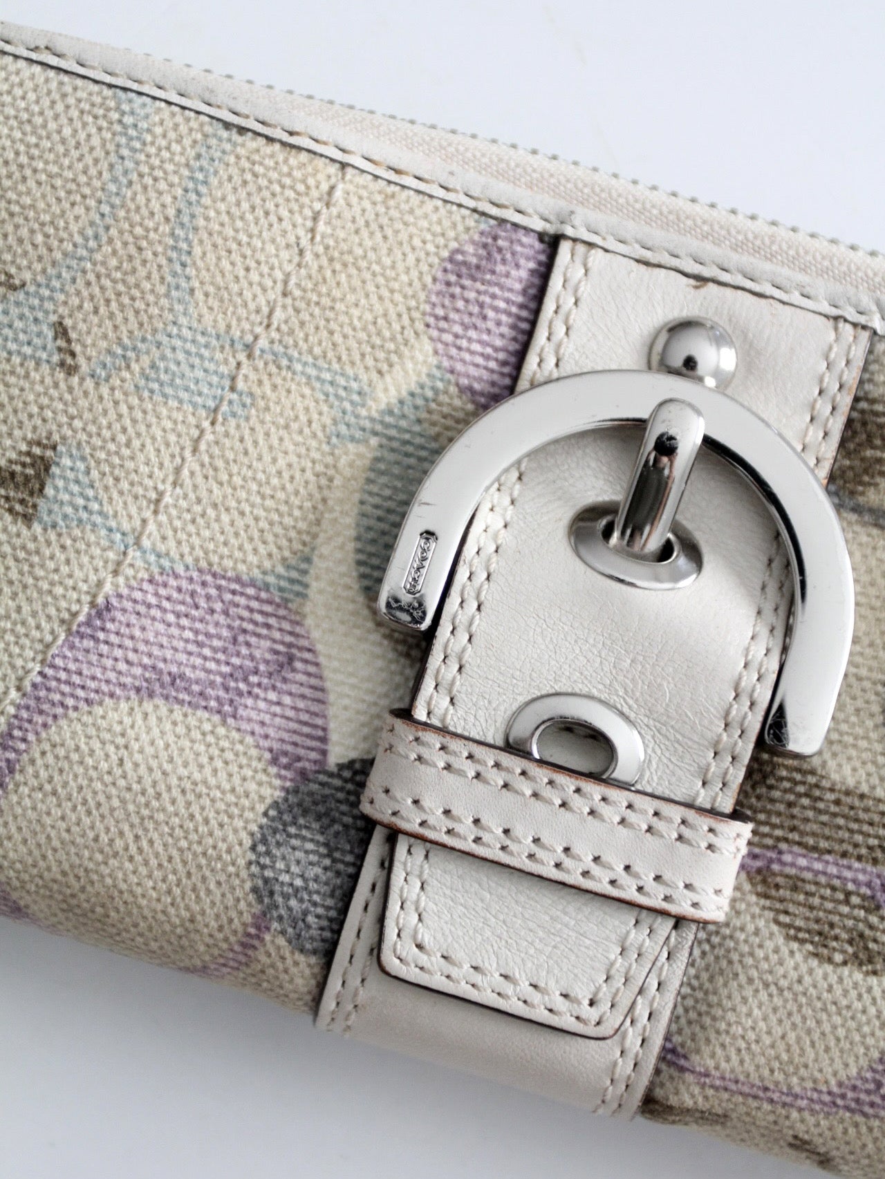 vintage Coach pastel monogram zip around wallet