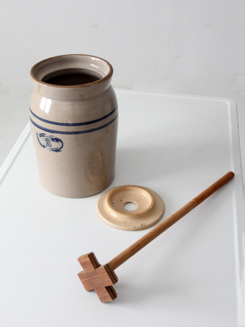 vintage Marshall Pottery stoneware butter churn