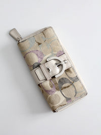 vintage Coach pastel monogram zip around wallet