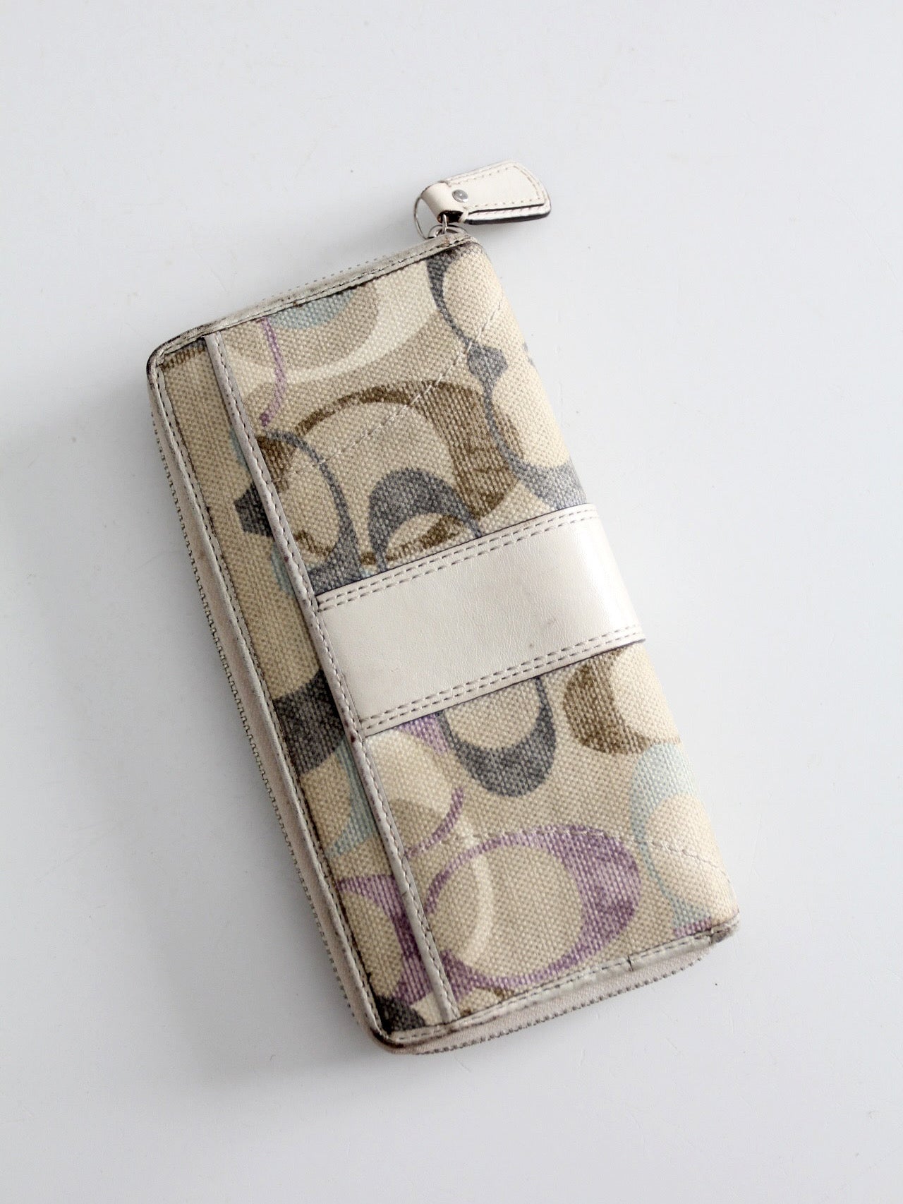 vintage Coach pastel monogram zip around wallet