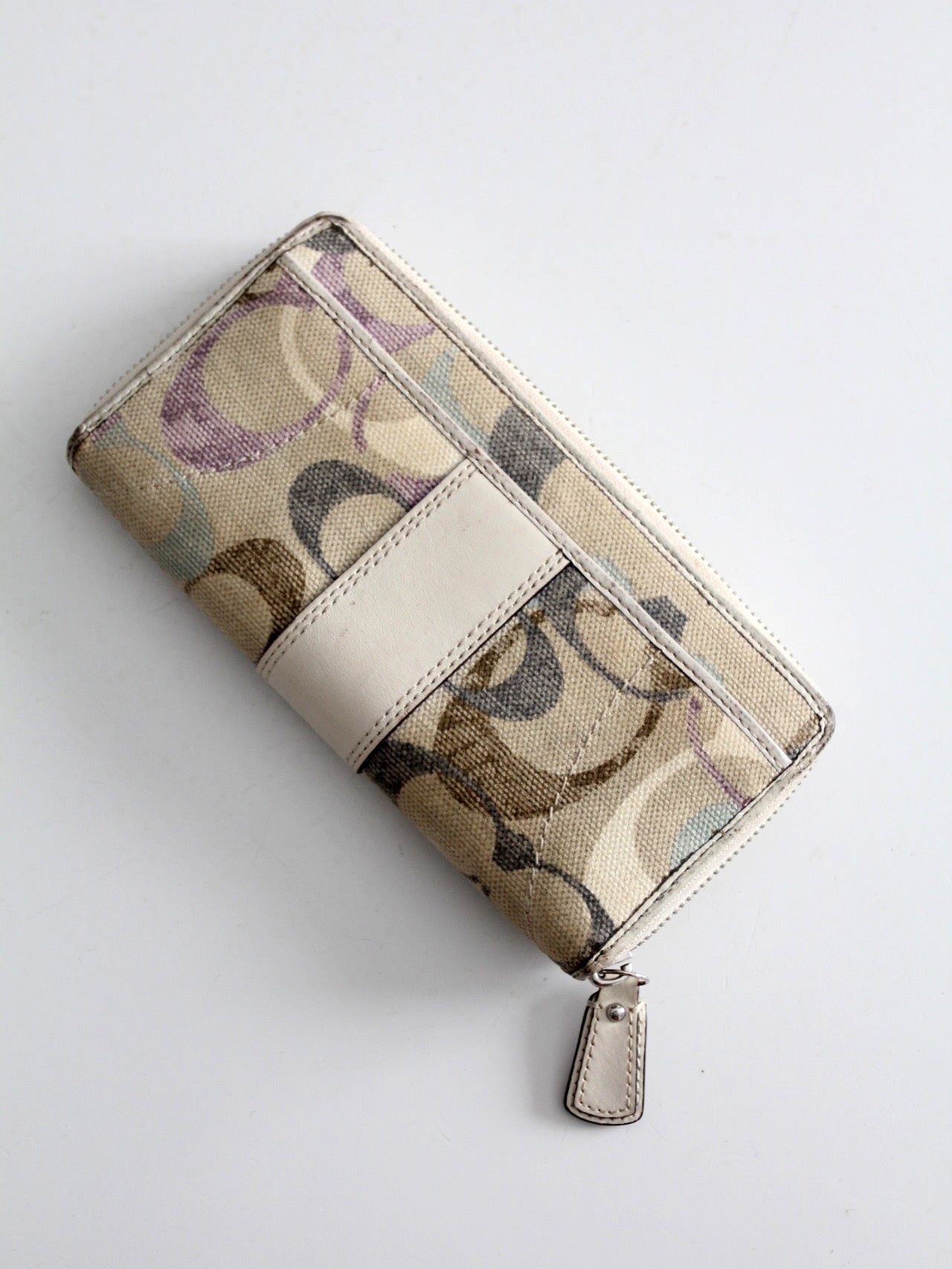 vintage Coach pastel monogram zip around wallet