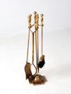 vintage brass fireplace tools set with stand