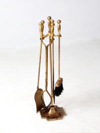 vintage brass fireplace tools set with stand