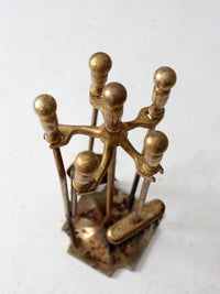 vintage brass fireplace tools set with stand