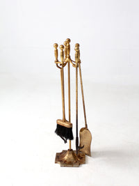 vintage brass fireplace tools set with stand