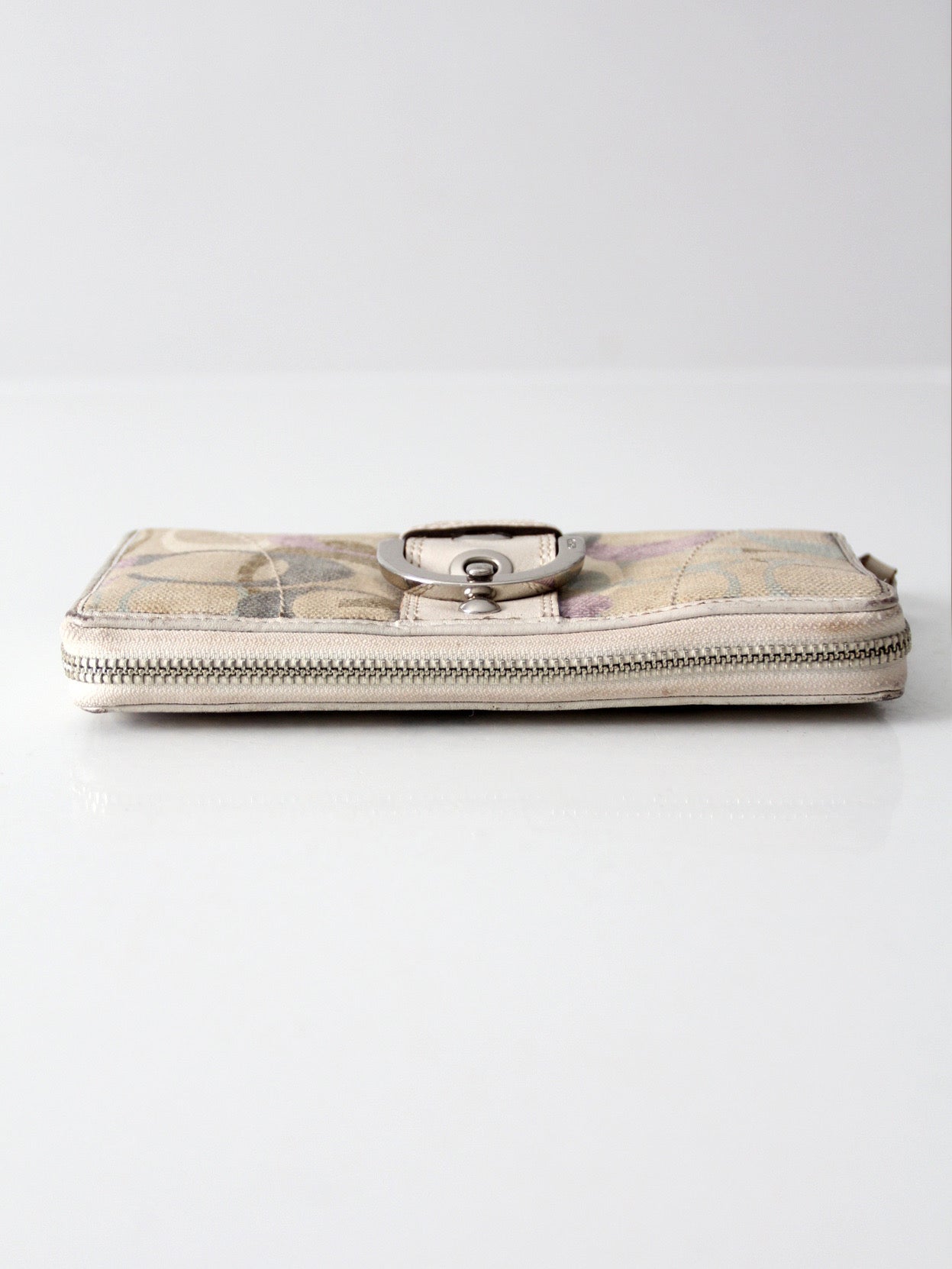 vintage Coach pastel monogram zip around wallet