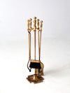 vintage brass fireplace tools set with stand