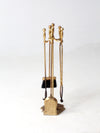 vintage brass fireplace tools set with stand