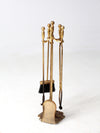 vintage brass fireplace tools set with stand