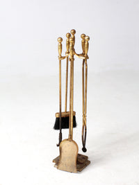 vintage brass fireplace tools set with stand