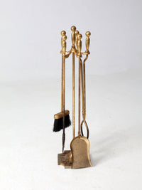 vintage brass fireplace tools set with stand