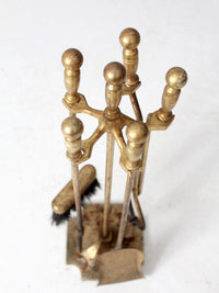 vintage brass fireplace tools set with stand