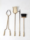vintage brass fireplace tools set with stand