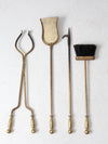 vintage brass fireplace tools set with stand