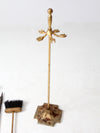 vintage brass fireplace tools set with stand