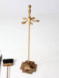 vintage brass fireplace tools set with stand