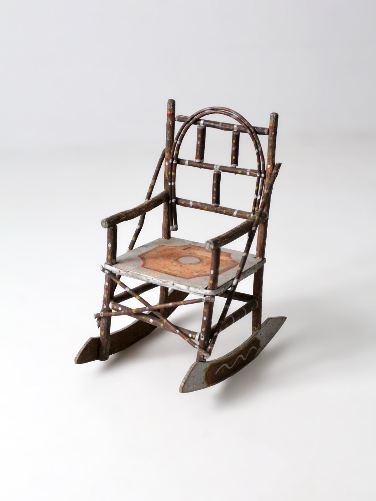 antique Adirondack folk art children's rocking chair