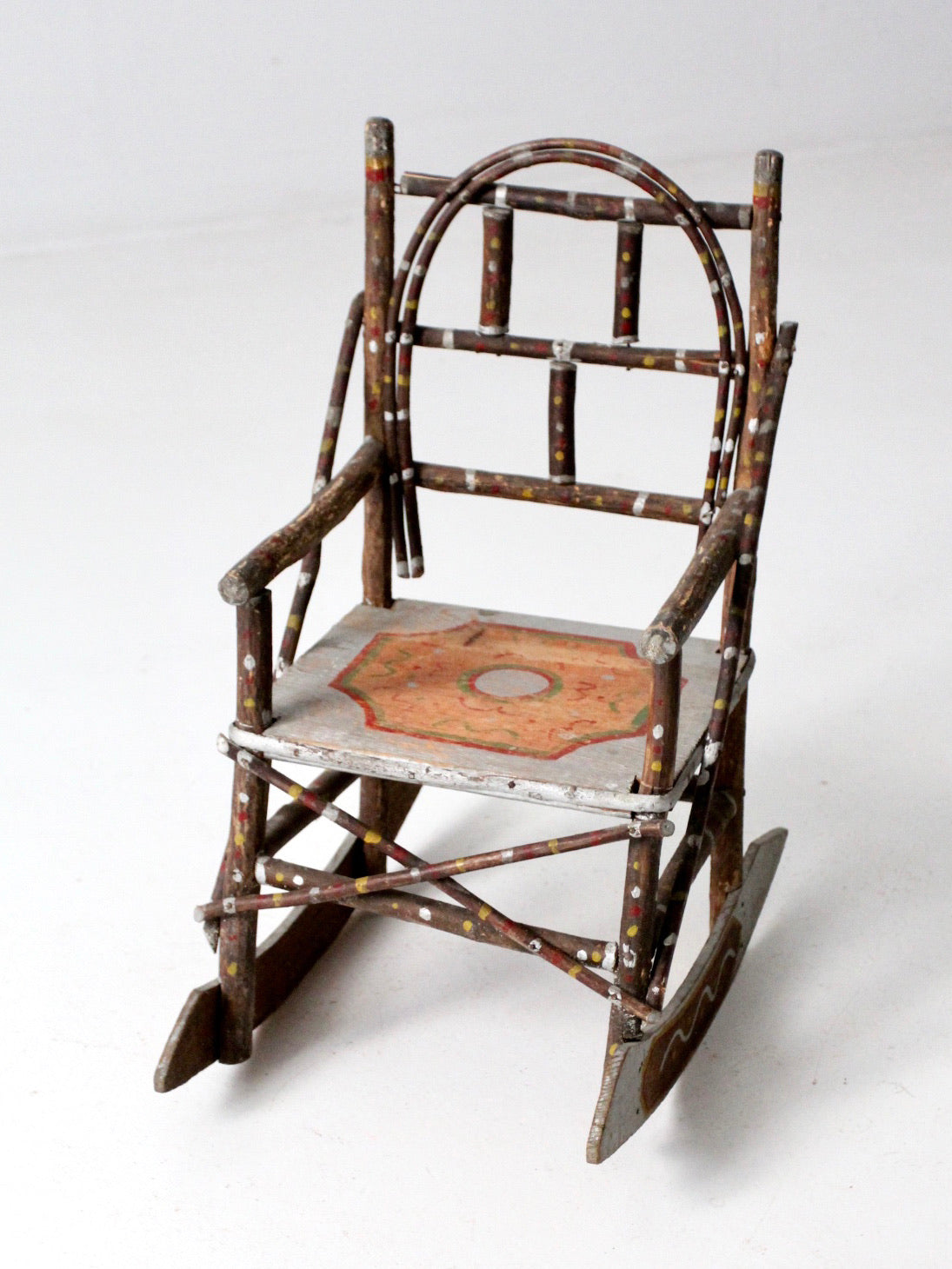 antique Adirondack folk art children's rocking chair