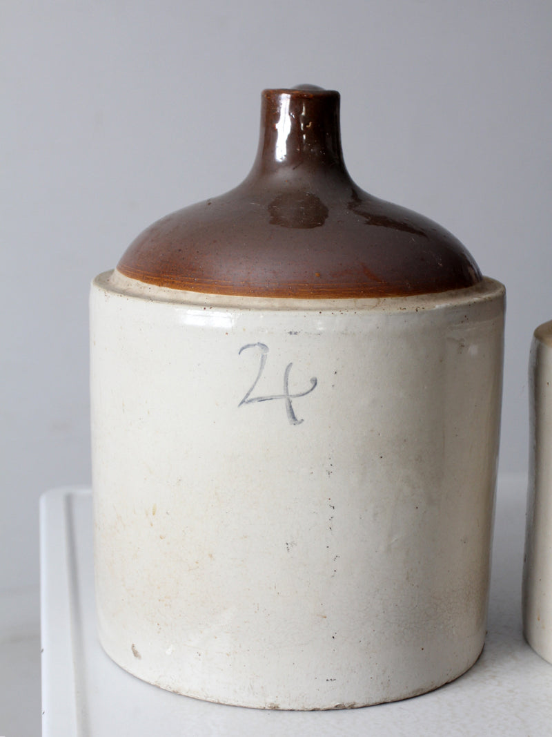 antique stoneware jugs pair