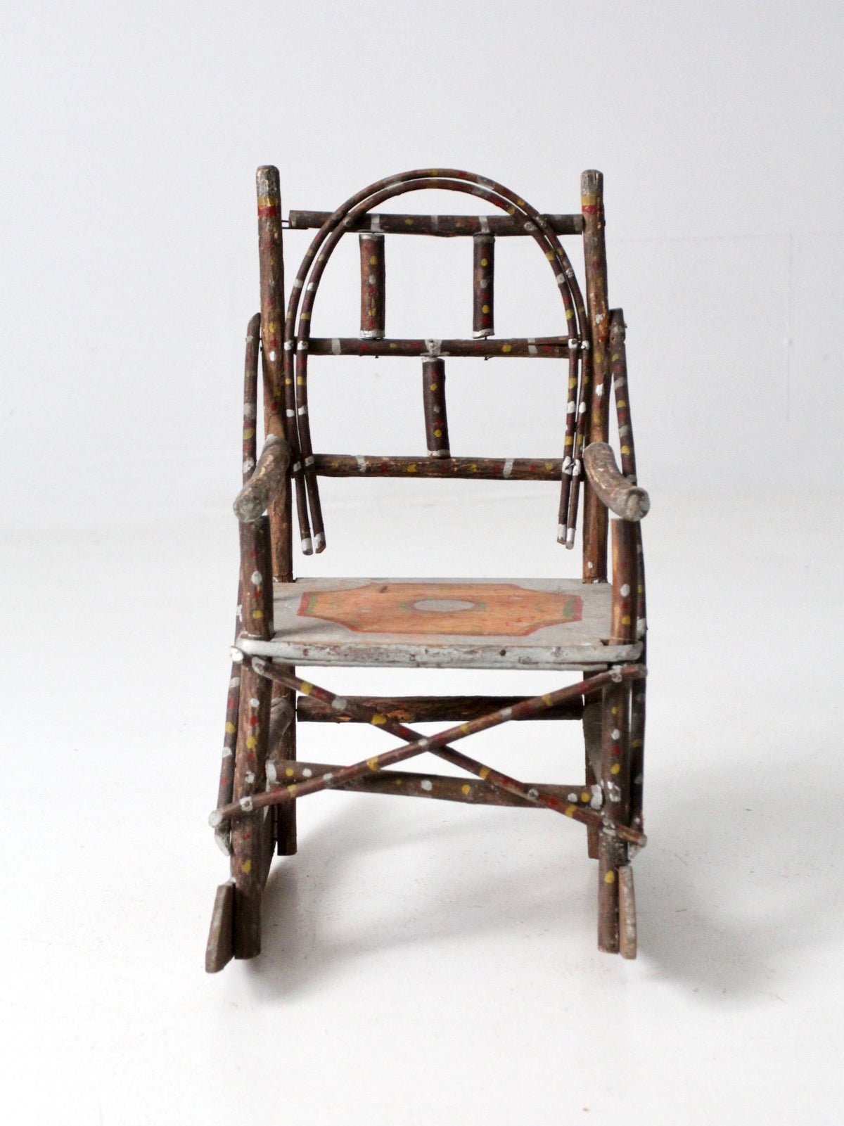 antique Adirondack folk art children's rocking chair