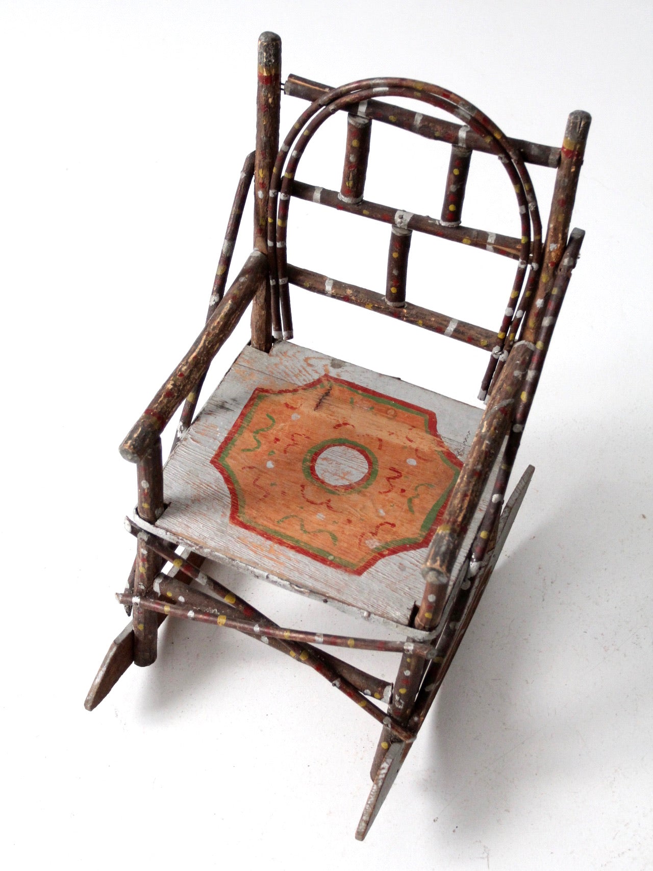 antique Adirondack folk art children's rocking chair