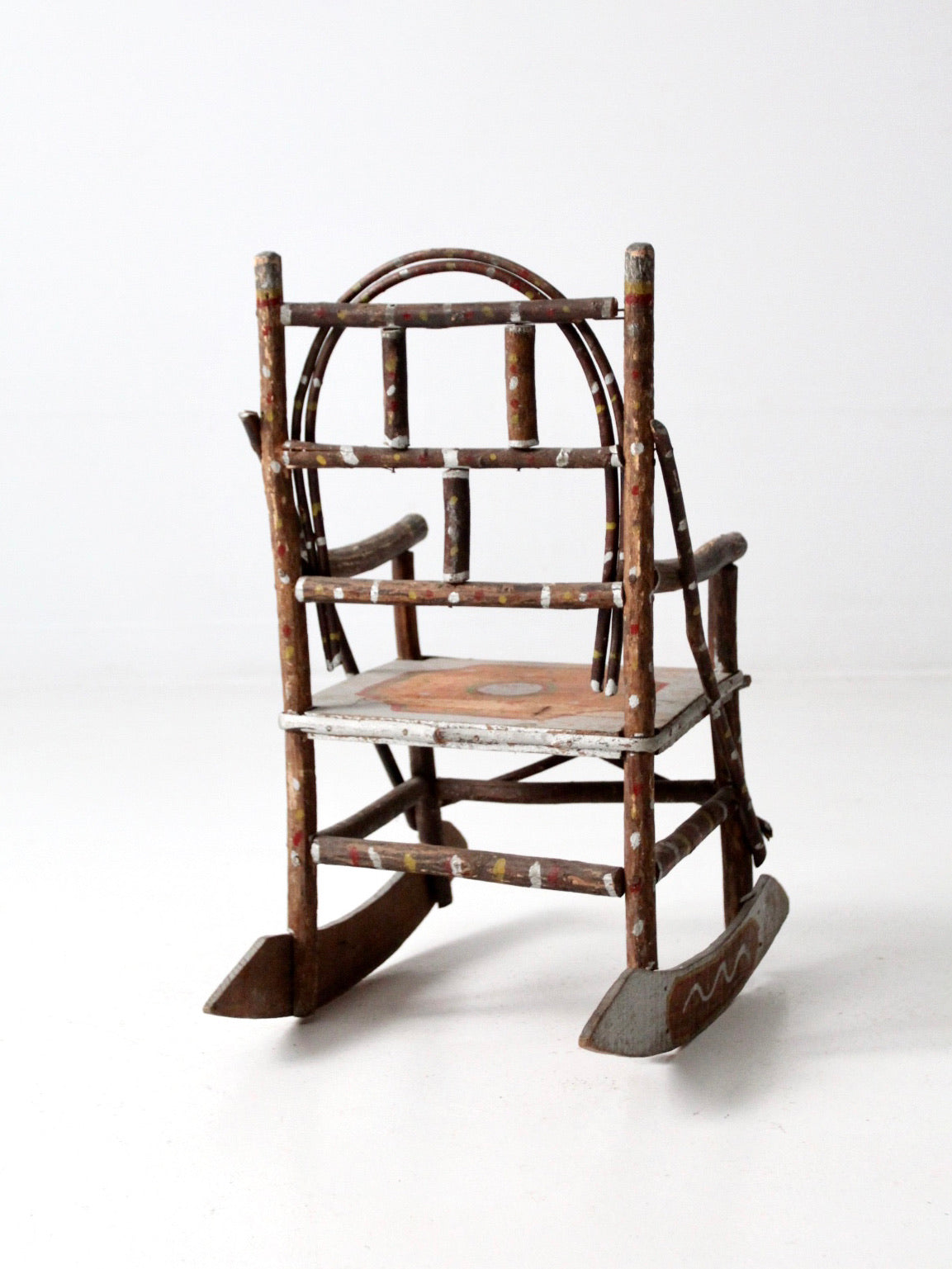 antique Adirondack folk art children's rocking chair