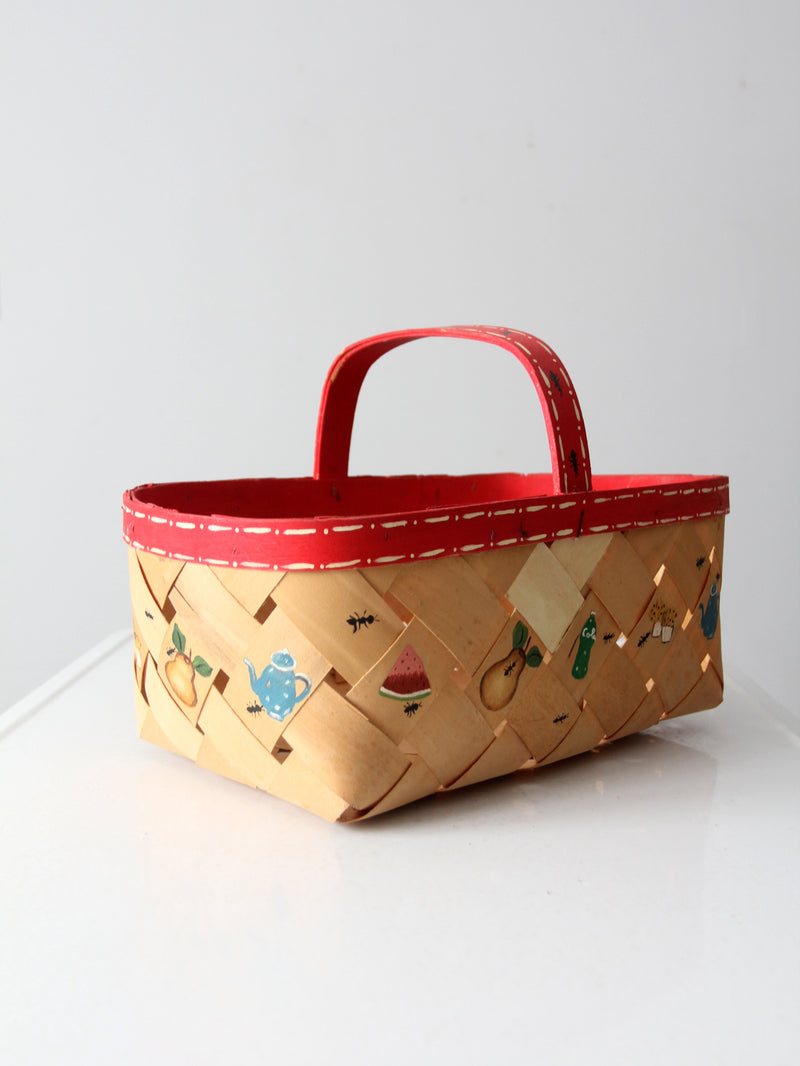 vintage hand painted "Picnic" basket