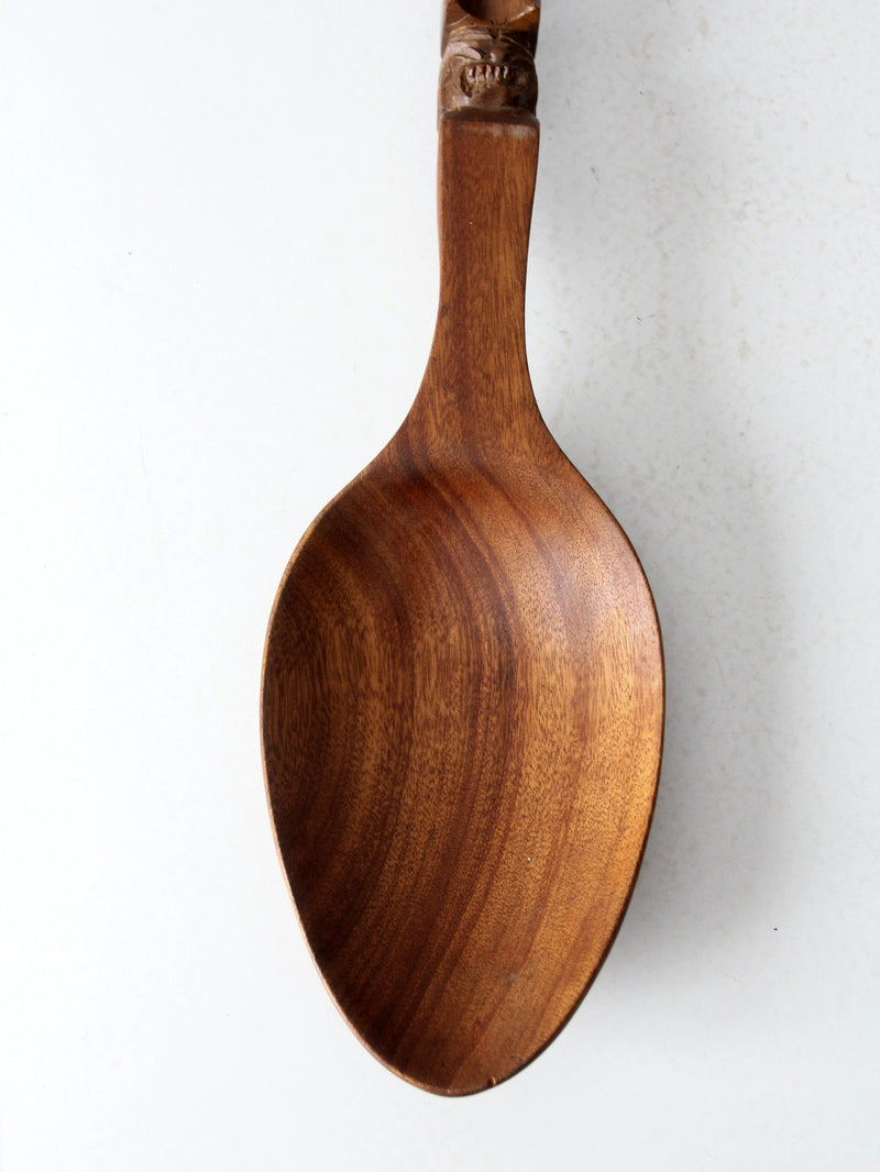 vintage large tiki style carves spoon