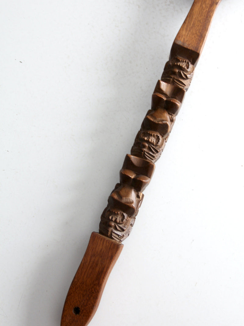 vintage large tiki style carves spoon