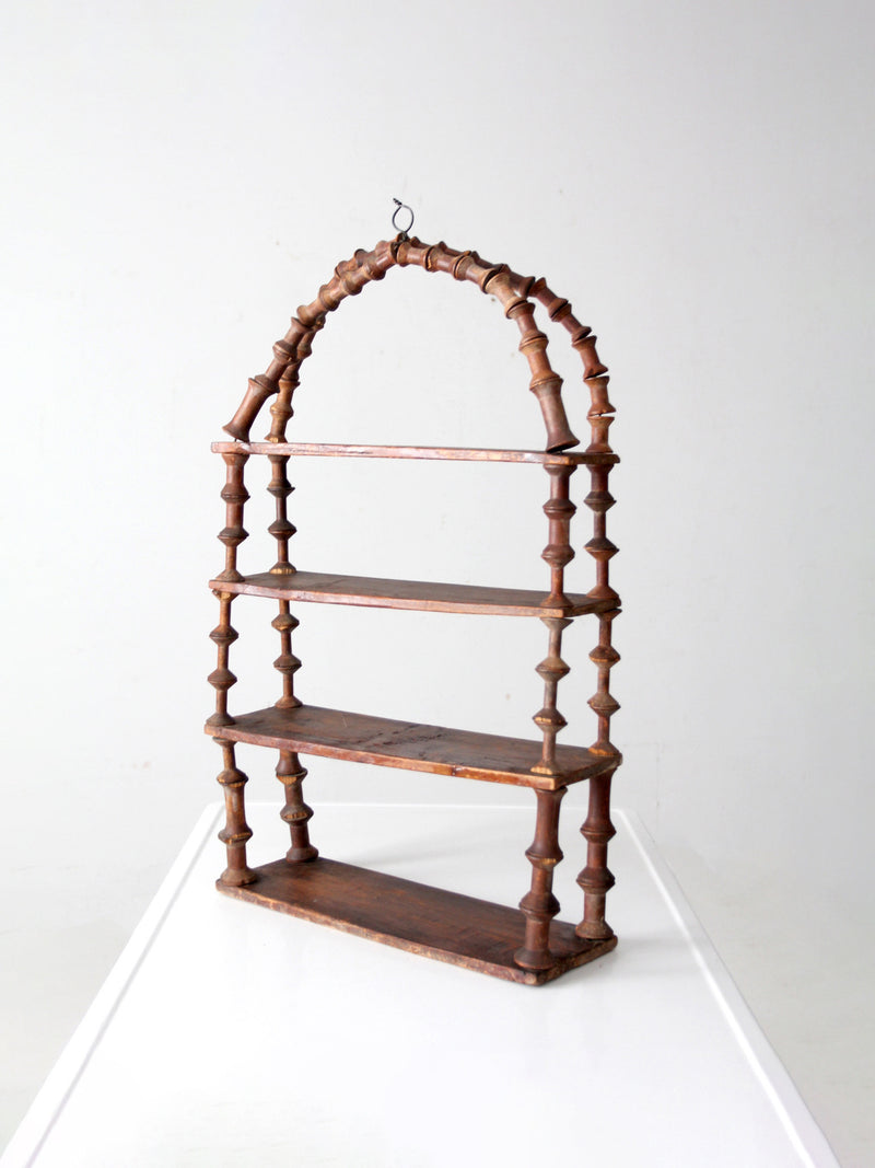 antique folk art spool shelf