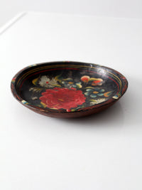 vintage hand-painted floral wooden bowl