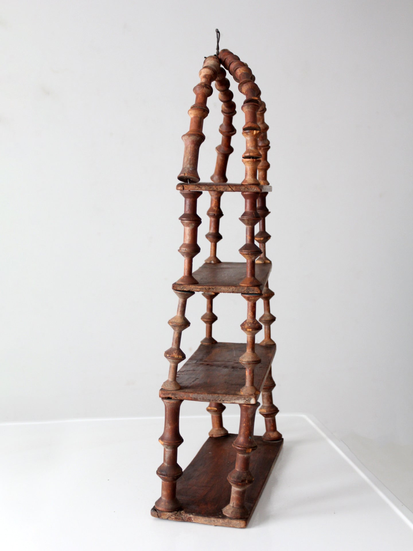 antique folk art spool shelf