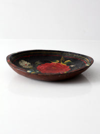 vintage hand-painted floral wooden bowl
