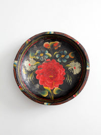 vintage hand-painted floral wooden bowl