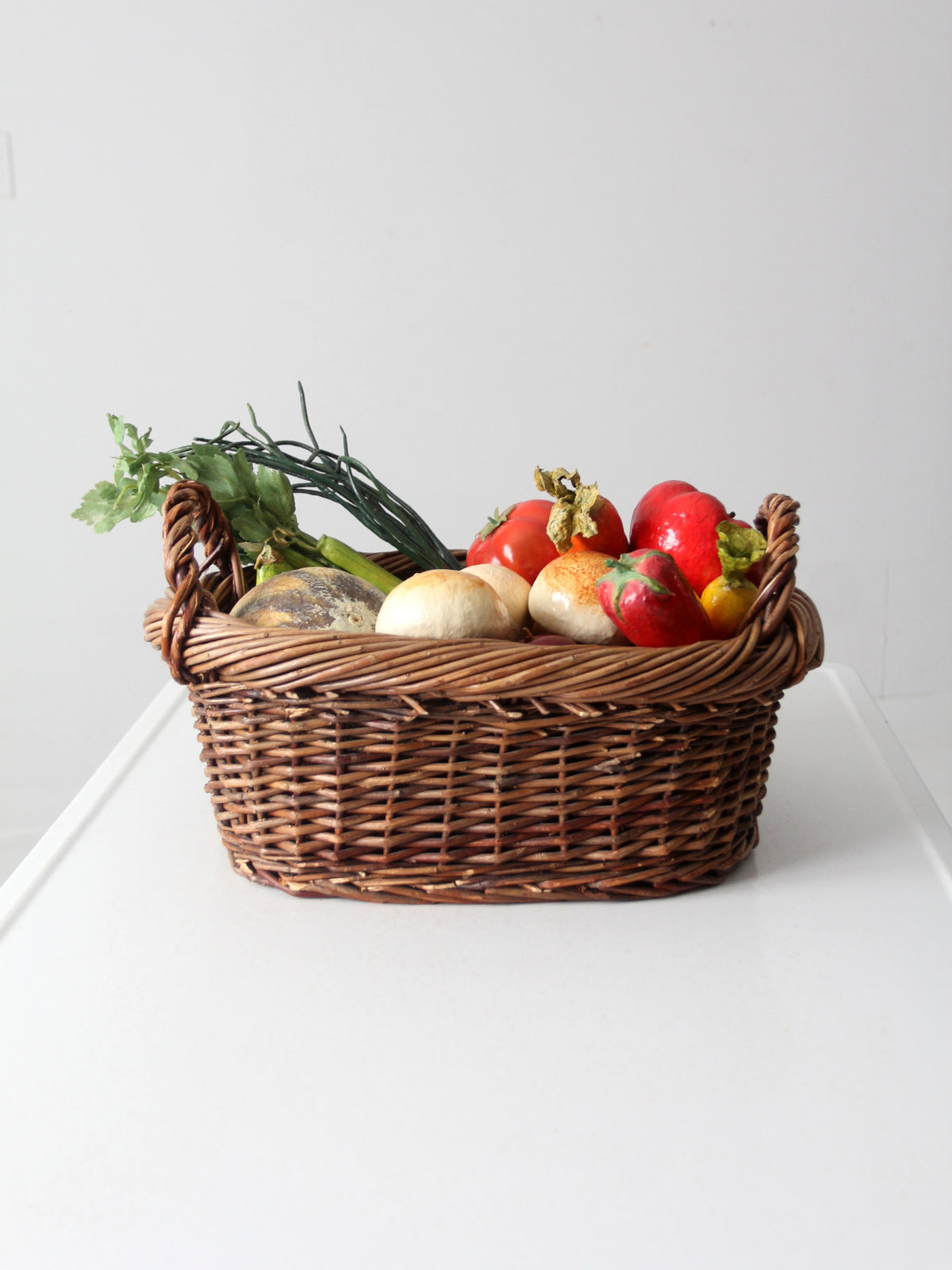 vintage woven basket with handles