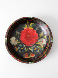 vintage hand-painted floral wooden bowl
