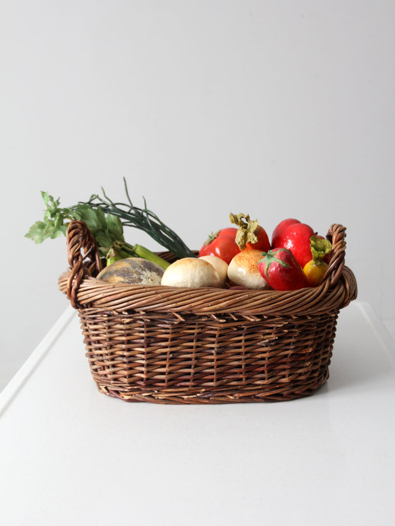 vintage woven basket with handles