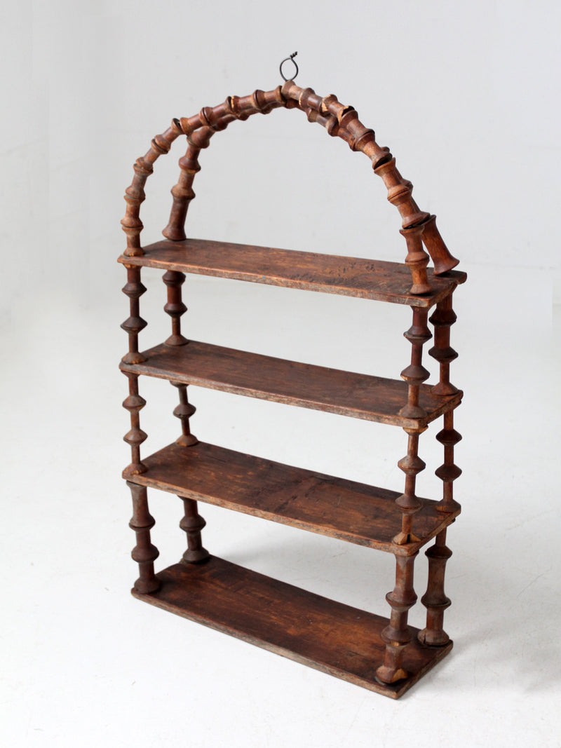 antique folk art spool shelf