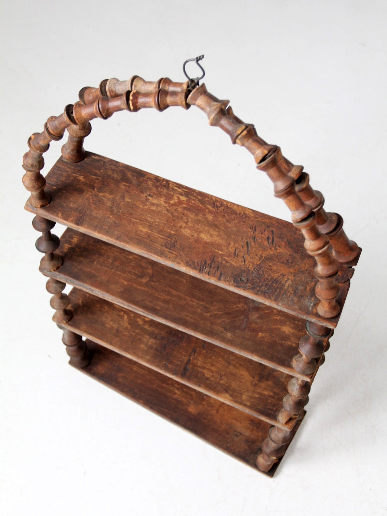 antique folk art spool shelf