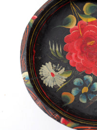 vintage hand-painted floral wooden bowl