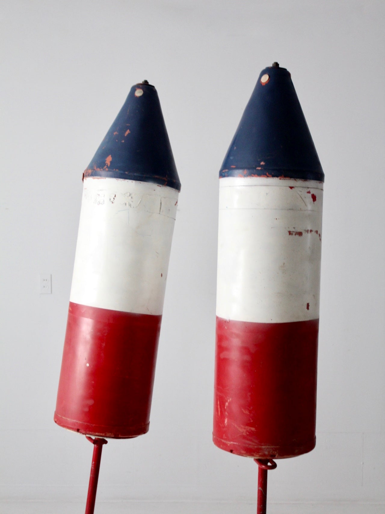 pair of vintage nautical marker buoys