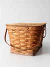 vintage splint weave picnic basket