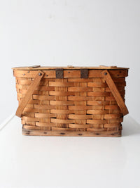 vintage splint weave picnic basket