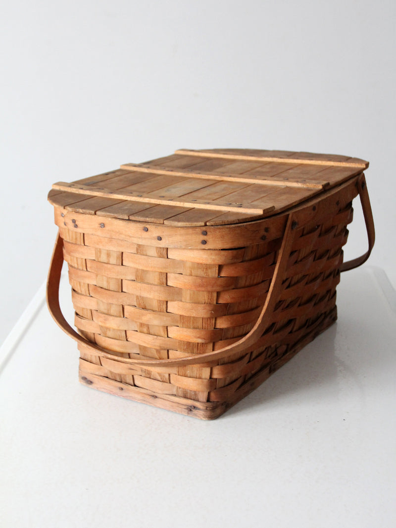 vintage splint weave picnic basket